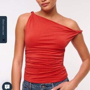 Abercrombie & Fitch Red One-Shoulder Blouse